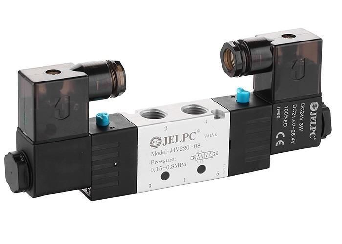 Jelpc 4V220 Pnömatik Yön Kontrol Valfi 5/2 Çift Bobin 08-1/4'' - 110 VAC