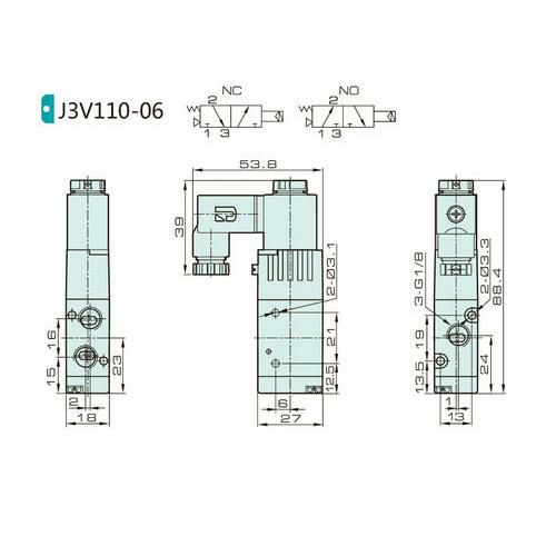 Jelpc 3V110 Pnömatik Yön Kontrol Valfi 3/2 Tek Bobin 06-1/8'' - 110 VAC - Normalde Kapalı