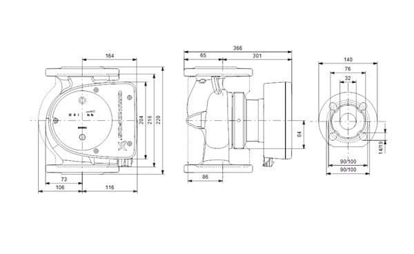 Grundfos MAGNA1 32-120 F(220 mm) 200-300.000 Kazan İçin Frekans Konvertörlü Sirkülasyon Pompası 12mss 17m³/h