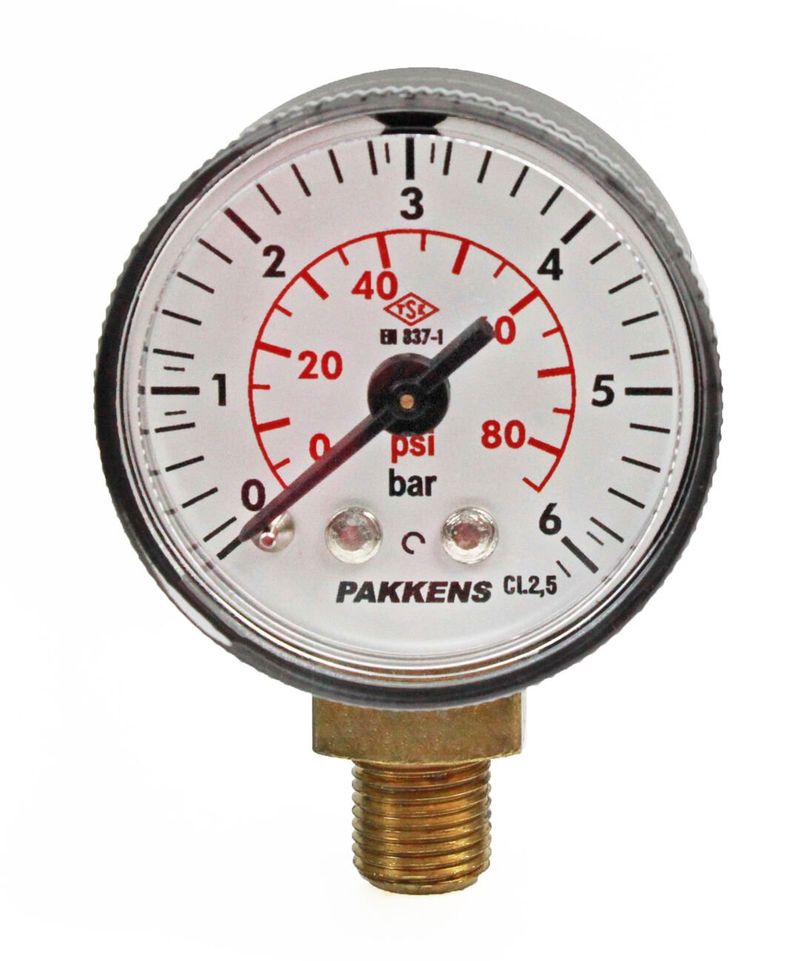 Pakkens 0-6 Bar 40 mm Alttan Bağlantılı Kuru Manometre G 1/8 inç