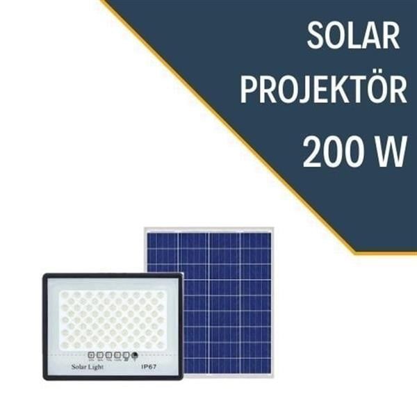 LEXRON 200 Watt Solar Projektör, Güneş Enerjili Projektör, 200W Solar Projektör