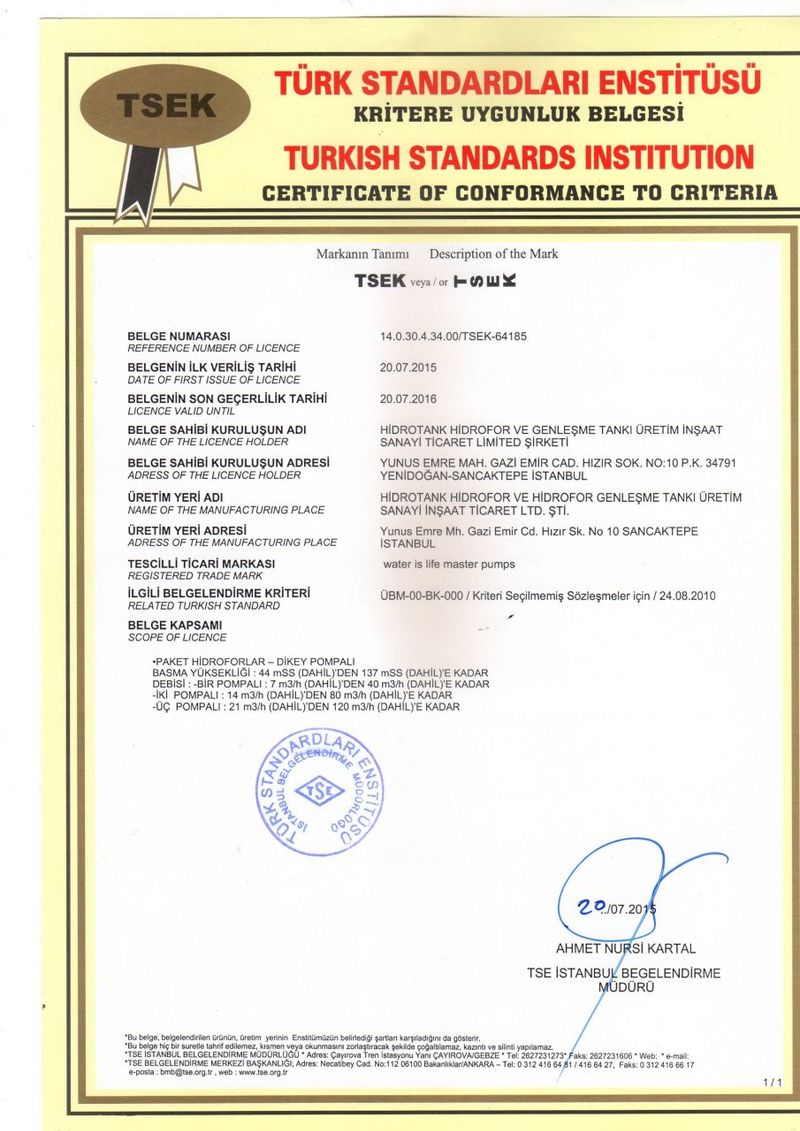 Master 2 MV 9/4 M Dikey Pompalı Hidrofor