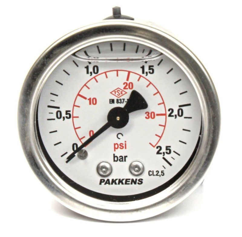 Pakkens 0-2.5 Bar 50 mm Arkadan Bağlantılı Gliserinli Manometre G 1/4 inç