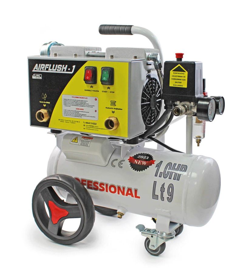 Airflush-1 Kompresörlü Petek Temizleme Makinası - Havalı Darbeli 9 Litre