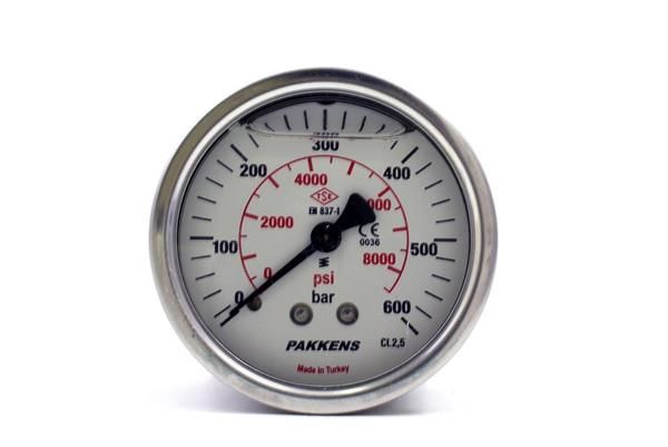 Pakkens 0-600 Bar 63 mm Arkadan Bağlantılı Panotipi Gliserinli Manometre G 1/4 inç