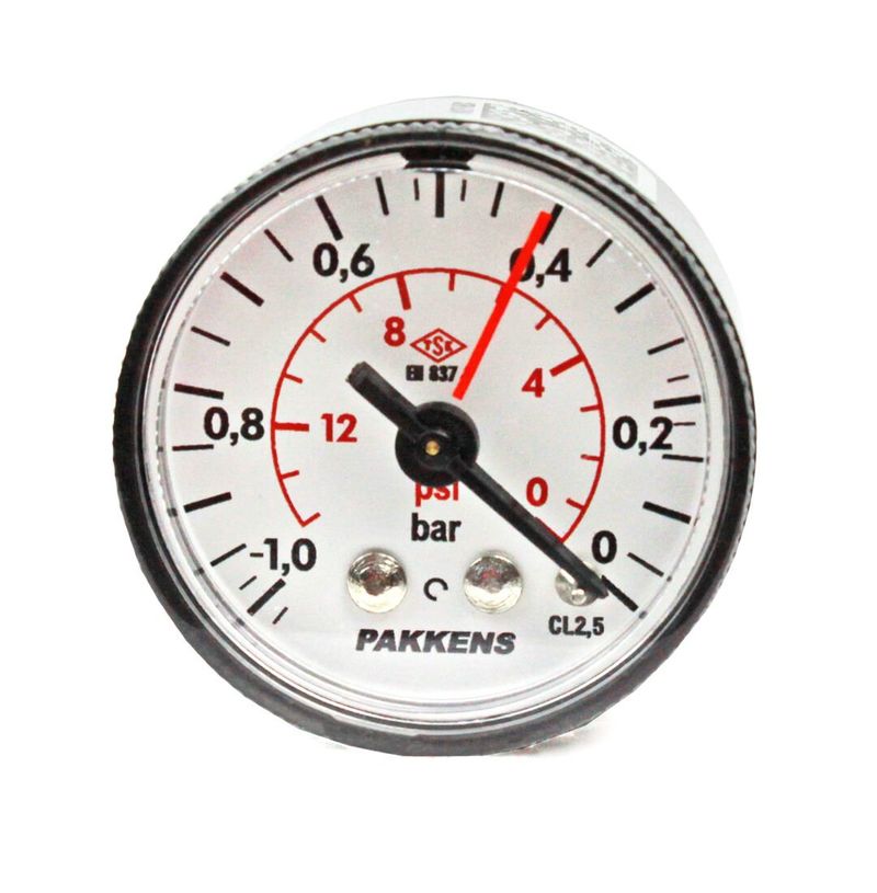 Pakkens -1/0 Bar 40 mm Arkadan Bağlantılı Kuru Vakummetre G 1/8 inç