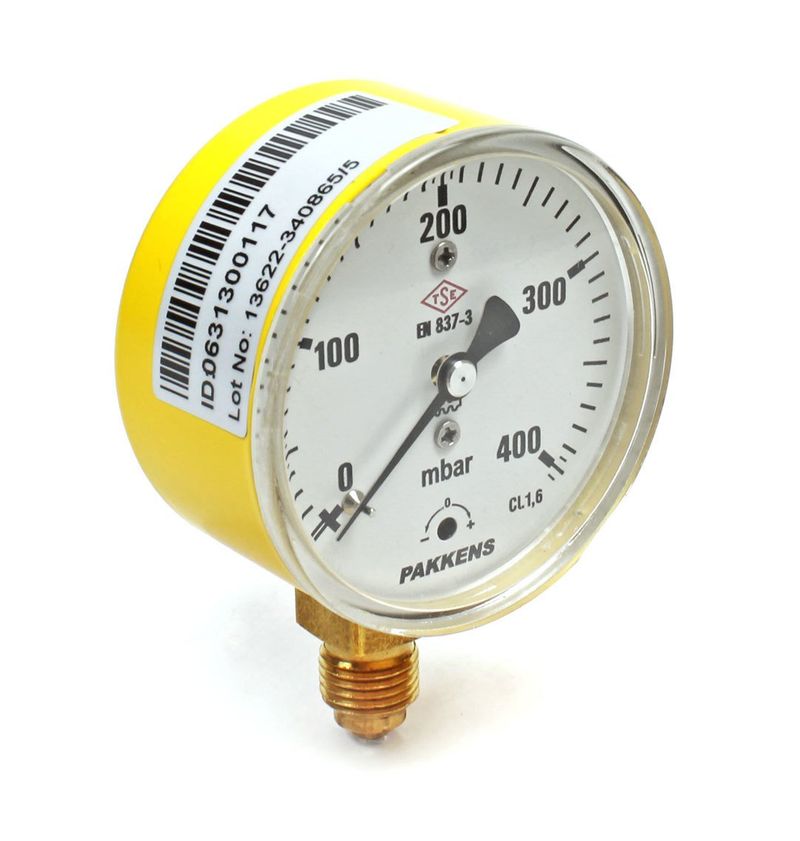 Pakkens 0-400 mBar 63 mm Alttan Bağlantılı Kapsül Diyaframlı Doğalgaz Manometresi CL1,6 G 1/4 inch