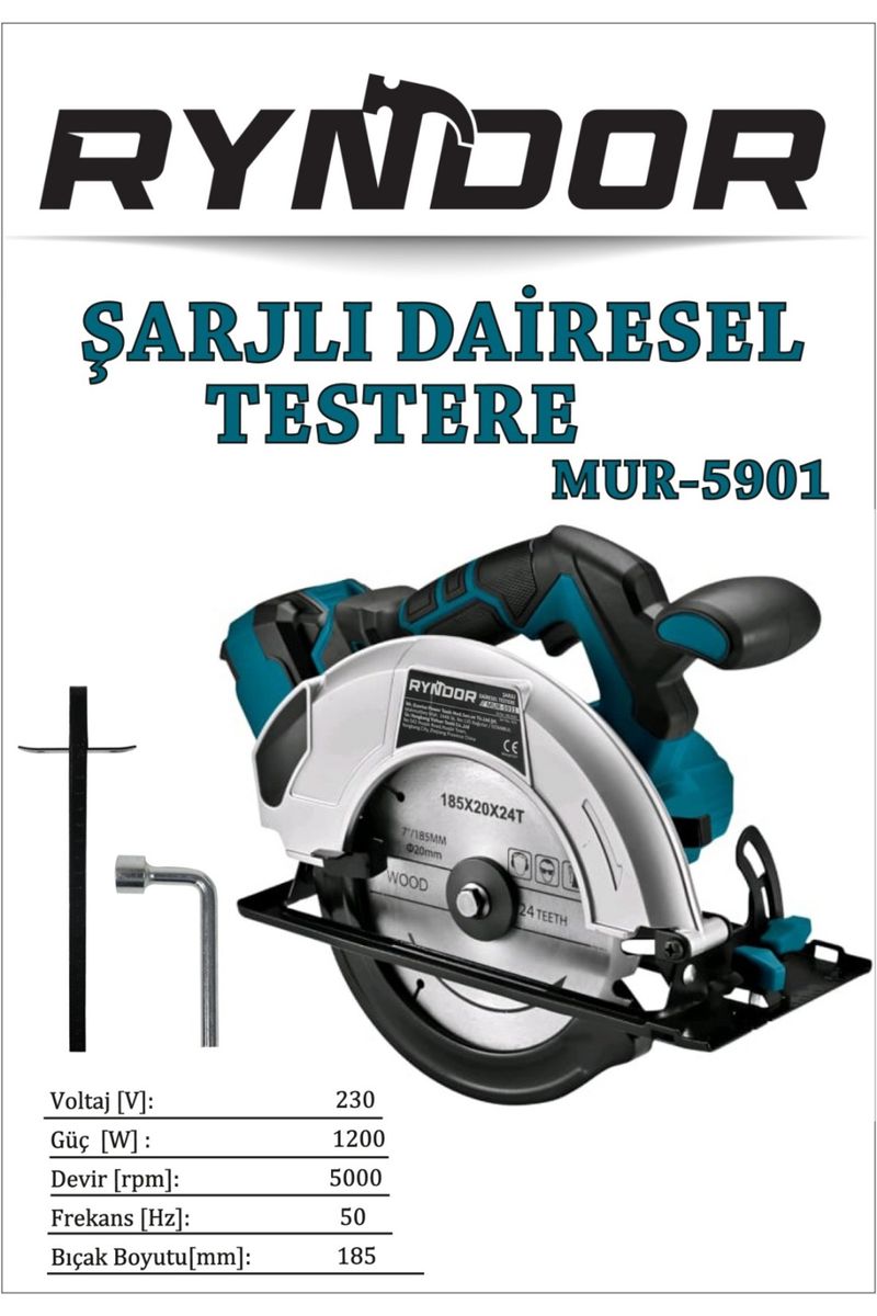 Ryndor MUR-5901 Akülü Daire Testere 21 V 4 Ah, Sunta ve Ahşap Kesme