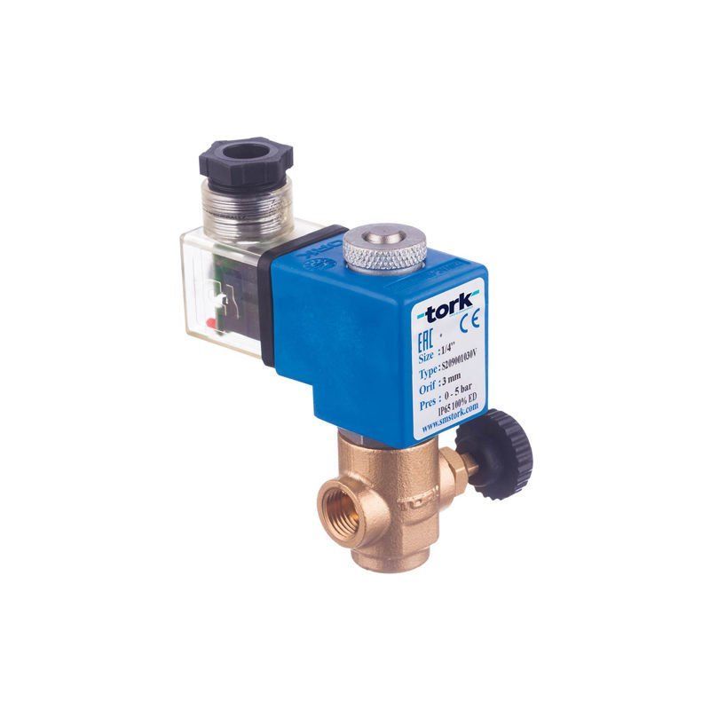 Tork S2090 Buhar Solenoid Valf Direkt Çekmeli N.Kapalı Debi Kontrollü 1/4'' - 0 - 5 Bar - 24 VDC