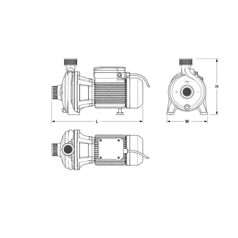 Kentaş 75HF/24Z Santrifüj Sulama Pompası 3 HP — teknik çizim ve ölçüler