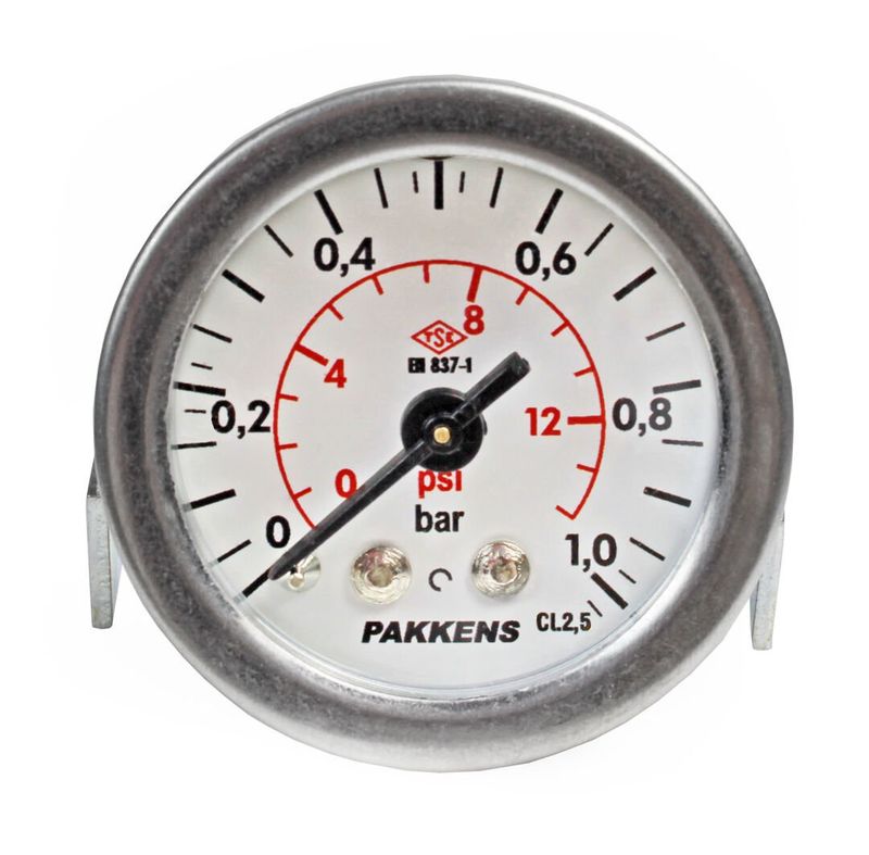 Pakkens 0-1 Bar 40 mm Arkadan Bağlantılı Panotipi Kuru Manometre G 1/8 inç