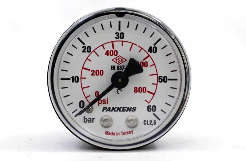 Pakkens 0-60 Bar 63 mm Arkadan Bağlantılı Kuru Manometre G 1/4 inç