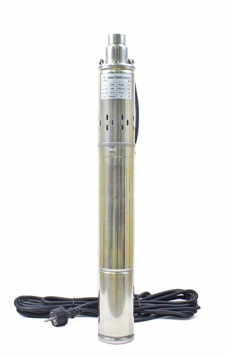3 inch 75 mm Dış Çap Derin Kuyu Pompası 10 Metre Kablolu 370 Watt 90 mss 1.8 m³/h