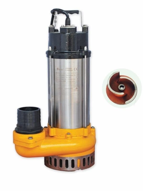 Water Sound V2200F Kirli Su Aktarma, Vortex Fanlı Drenaj Dalgıç Pompa 16 mt. Yükseklik 40 m³/h 220V