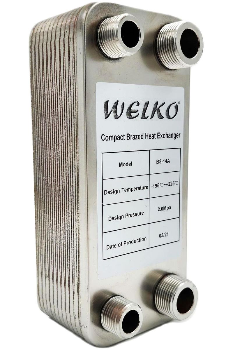 Welko EL30C-12 Plaka Kaynaklı Plakalı Isı Eşanjör Bağlantı 3/4- 1/2 Kapasite 185 Litre/Saat