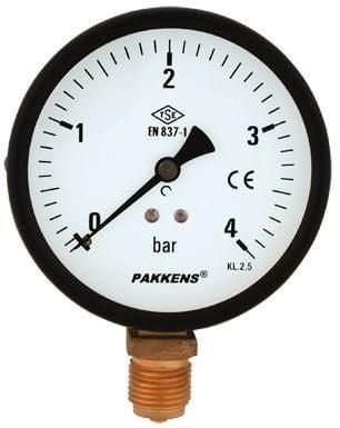 Pakkens 0-1.6 Bar 100 mm Alttan Bağlantılı Kuru Manometre G 1/2 inç