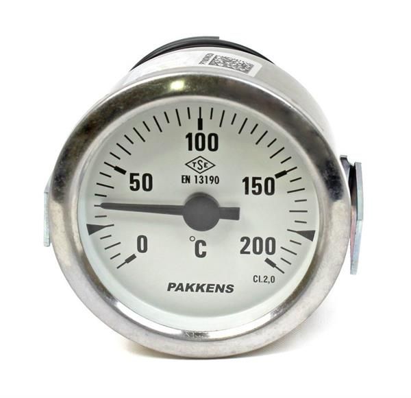 Pakkens Çap 60 0/+200 °C Arkadan Bağlantılı Pano Tip Gazlı Termometre 1mt Pvc Kaplı Kapiler Boyu