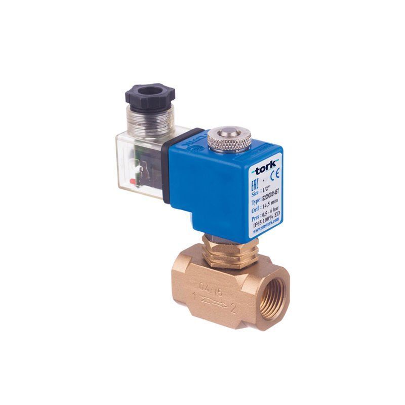 Tork S2091 Buhar Solenoid Valf Direkt Çekmeli N.Kapalı Yüksek Sıcaklık 1/2'' - 0 - 6 Bar - 12 VDC