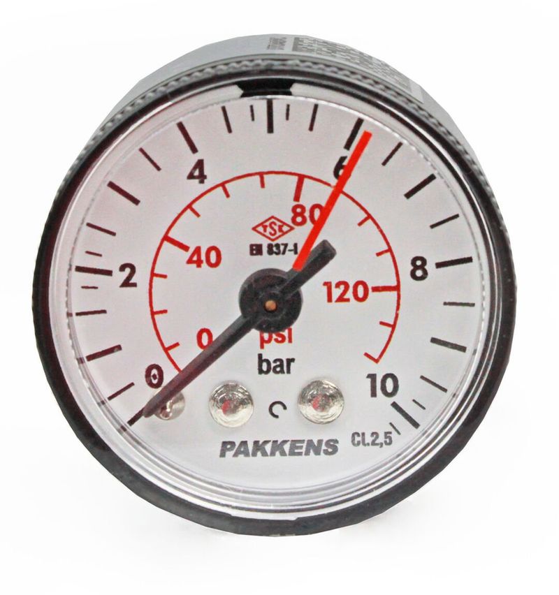 Pakkens 0-10 Bar 40 mm Arkadan Bağlantılı Kuru Manometre G 1/8 inç