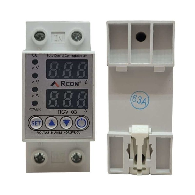 Rcon RCV 03 Ayarlanabilir Voltaj ve Akım Koruyucu Sigorta Cihazı (220V 63A)
