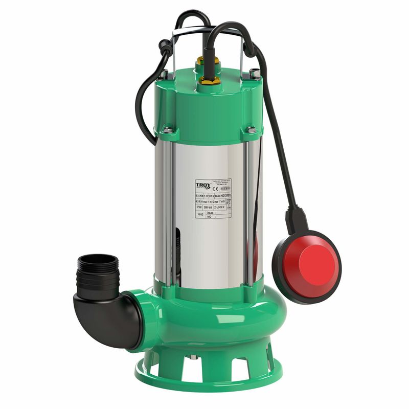 Troy HD 1300/2 Paslanmaz Çelik Flatörlü Kirli Su Foseptik Açık Çarklı Dalgıç Pompa 750 W