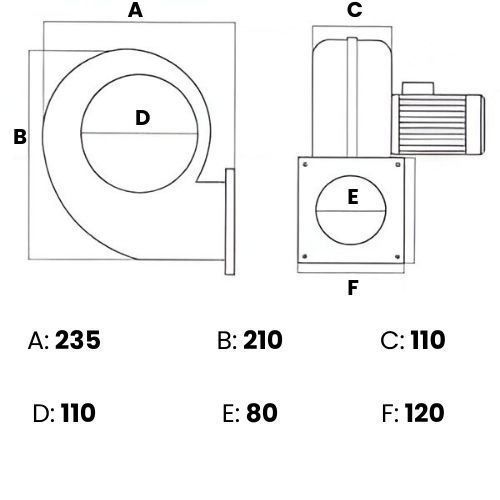 Modern Teknik MT1T Radyal Fan, Kalorifer Kazan Fanı 380V 800 m3/h
