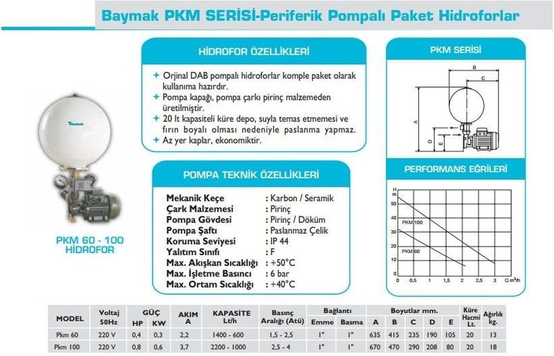 Baymak PKM 100 Hidrofor - 4 Kat / 4 Daire