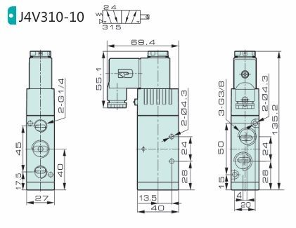 Jelpc 4V310 Pnömatik Yön Kontrol Valfi 5/2 Tek Bobin 08-1/4'' - 110 VAC