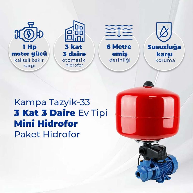 Tazyik-33 3 Kat 3 Daire Ev Tipi Mini Hidrofor - Paket Hidrofor