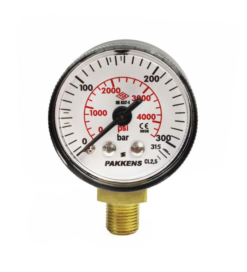 Pakkens 0-315 Bar 40 mm Alttan Bağlantılı Kuru Manometre G 1/8 inç