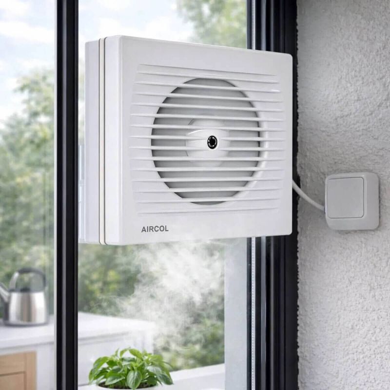 Aircol 150lik Panjurlu Tuvalet, Wc ve Banyo Fanı / Aspiratörü 300 m³/h - Aircol 150 MP