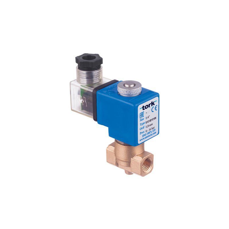 Tork S1013 Genel Maksat Solenoid Valf Direkt Çekmeli N.Kapalı 1/4'' - 0 - 100 Bar - 12 VDC