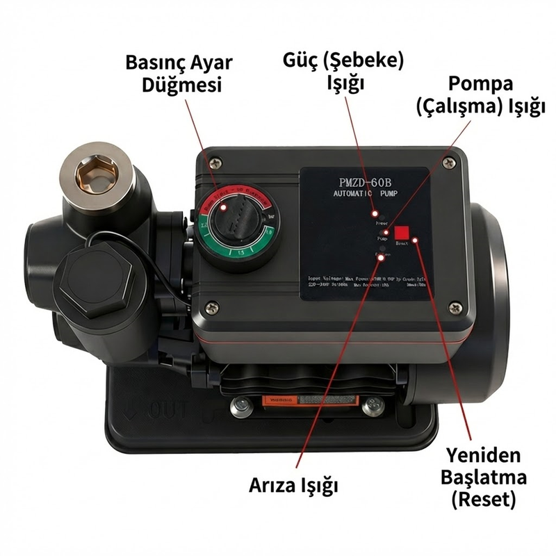 Roza Akıllı Otomatik Sıcak ve Soğuk Su Hidroforu 0,5 Hp 32 mss 35 lt/dk