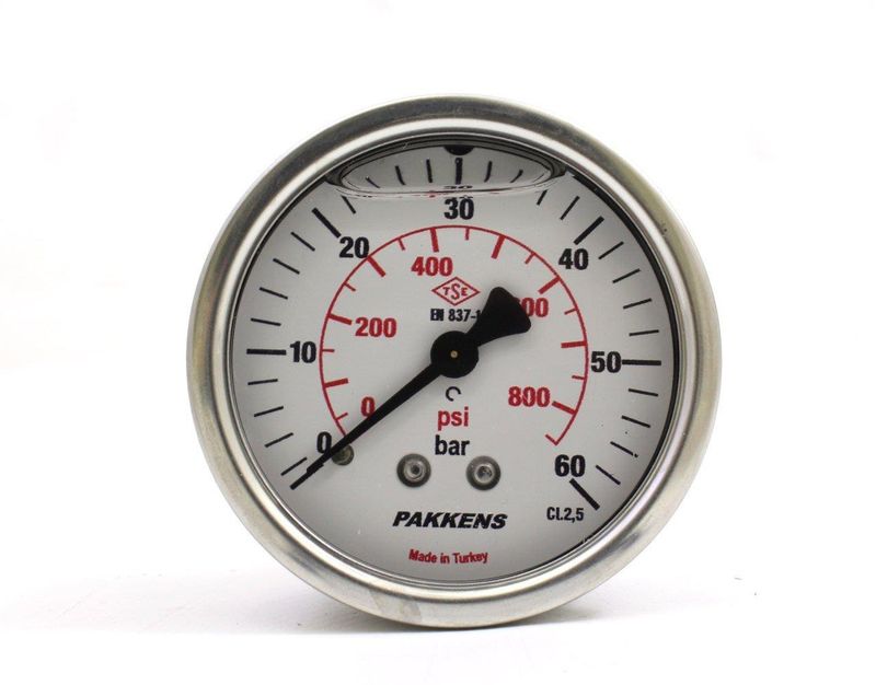 Pakkens 0-60 Bar 63 mm Arkadan Bağlantılı Gliserinli Manometre G 1/4 inç