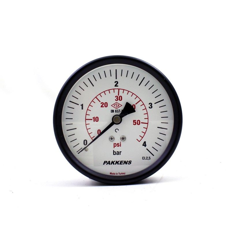 Pakkens 0-4 Bar 100 mm Arkadan Bağlantılı Kuru Manometre G 1/4 inç