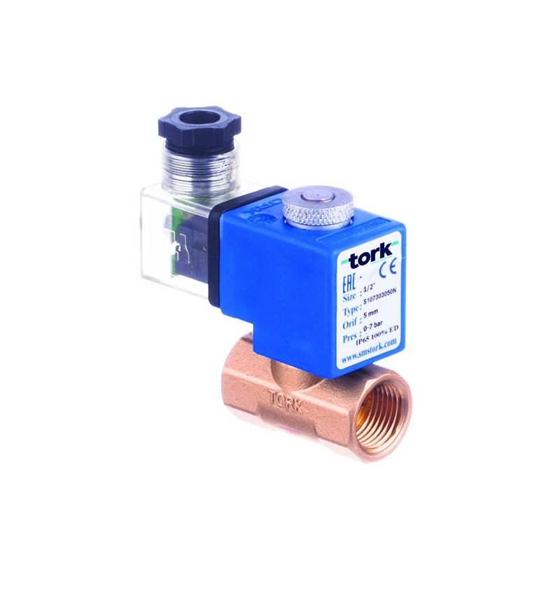 Tork S1073 Genel Maksat Solenoid Valf Direkt Çekmeli N.Kapalı Eko 1/2'' - 0 - 10 Bar - 12 VDC