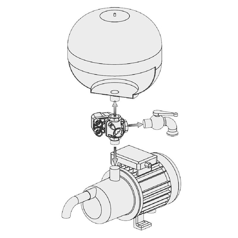 Cacheng SK-13C Basınç Şalteri Hidrofor Kiti 220V (Basınç Şalteri + Manometre + 5 Yollu)