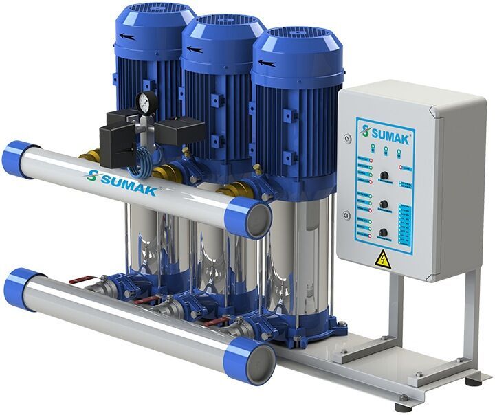 Sumak SHM6 C 150/8 Düşey Milli Kademeli Üç Pompalı Hidrofor 4 KAT 60 DAİRE