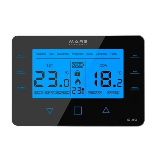 Mars S40 Kablosuz Dijital Programlanabilir Oda Termostatı Yüksek Hassasiyetli Siyah