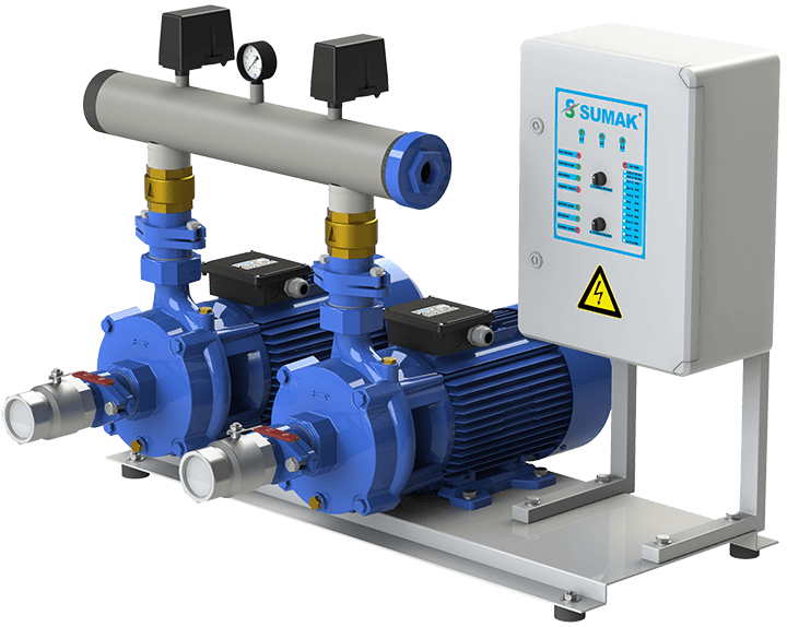 Sumak SMKTB 750 Emişli Çift Kademeli Hidrofor 17 Kat 90 Daire 380 Volt 7.5 Hp