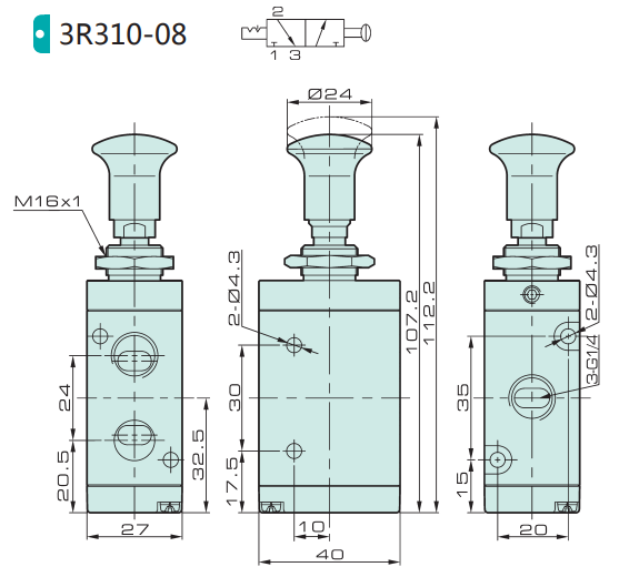 Jelpc 3R310 Pnömatik Yön Kontrol Valfi 3/2 Çekmeli (El Kumandalı)