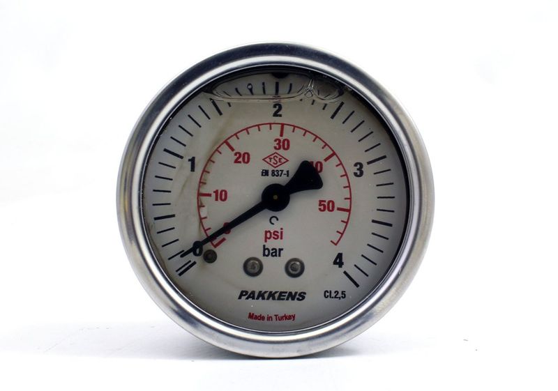 Pakkens 0-4 Bar 50 mm Arkadan Bağlantılı Gliserinli Manometre G 1/4 inç