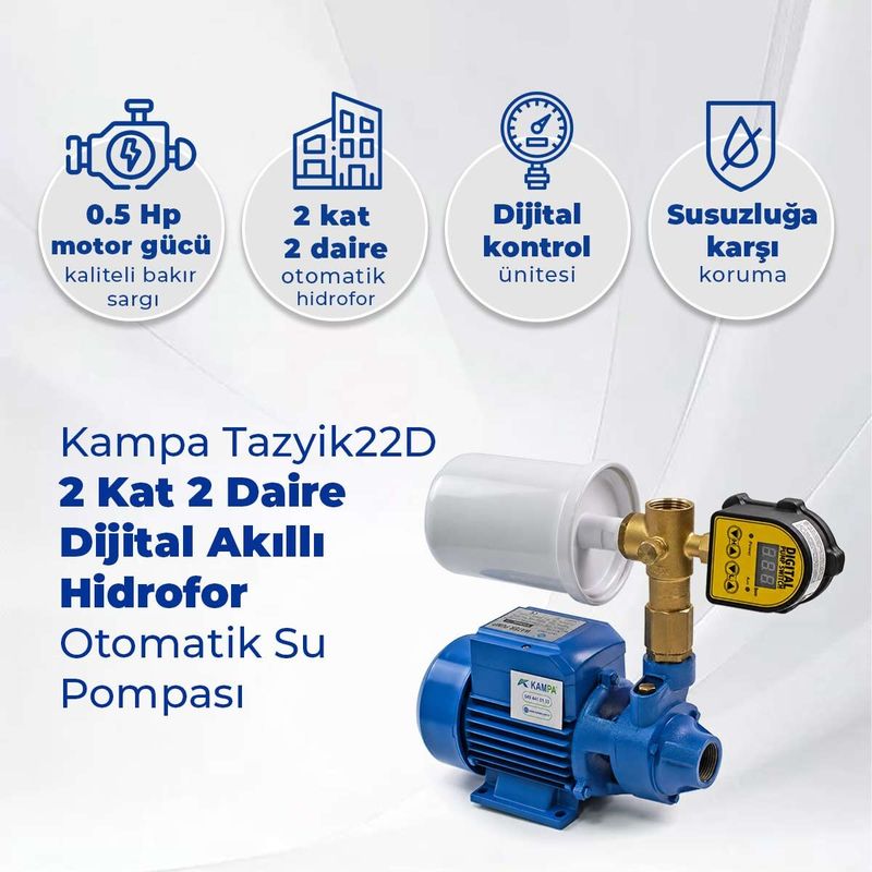 Tazyik-11M 1 Kat 1 Daire Dijital Akıllı Hidrofor Su Pompası
