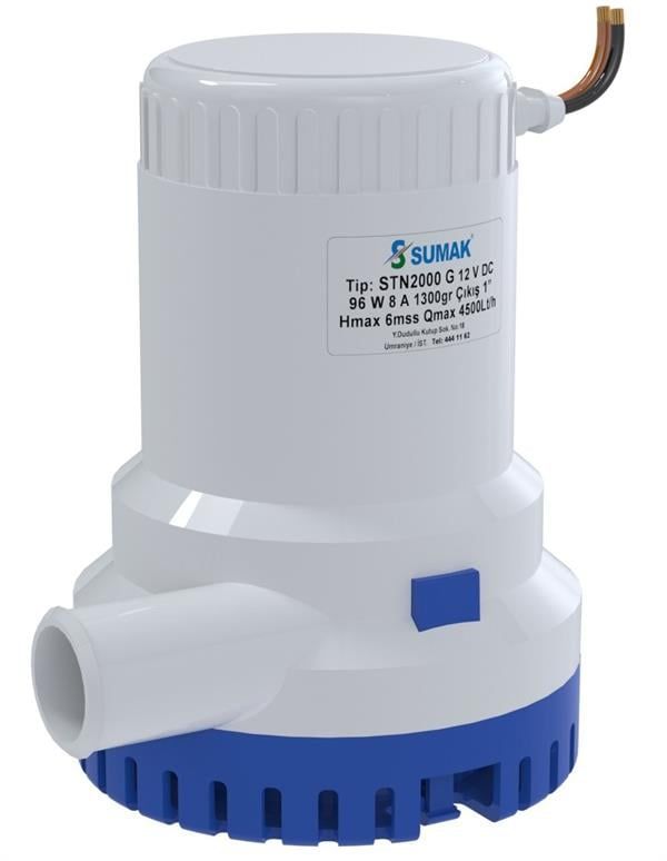 Sumak STN 2000G Sintine Dalgıç Pompa 6 mss 4500 litre/h 12 Volt Manuel