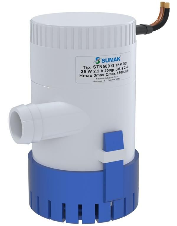 Sumak STN 500G Sintine Dalgıç Pompa 3 mss 1500 litre/h 12 VOLT -Manuel