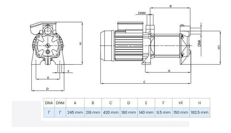 Wilo MSH 305M Yatay Kademeli Santrifüj Pompa 1.5 Hp 6 Bar 5 m³/h