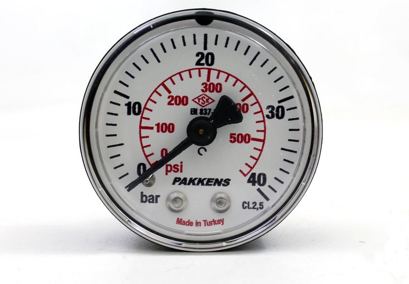 Pakkens 0-40 Bar 63 mm Arkadan Bağlantılı Kuru Manometre G 1/4 inç