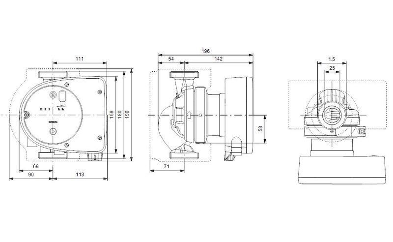Grundfos MAGNA1 25-80(180 mm) 100-125.000 Kazan İçin Frekans Konvertörlü Sirkülasyon Pompası 8mss 8.5m³/h