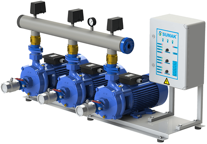 Sumak SMKTC 550 Emişli Çift Kademeli Hidrofor 14 Kat 135 Daire 380 Volt 5.5 Hp