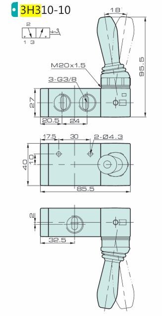Jelpc 3H310 Pnömatik Yön Kontrol Valfi 3/2 Kol Kumandalı